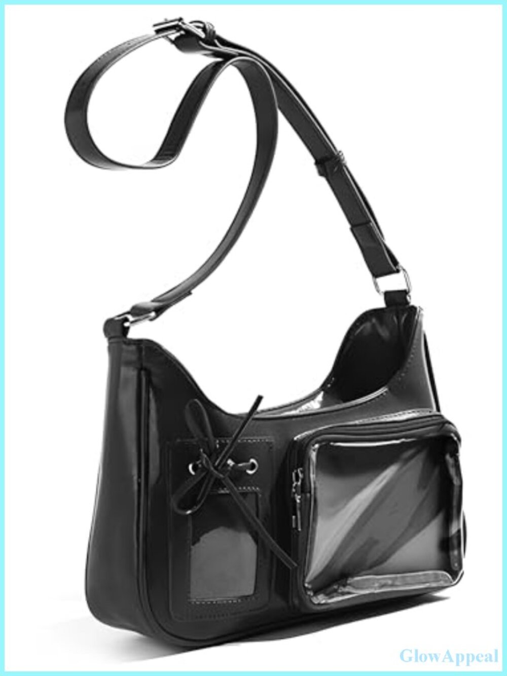 Ita Shoulder Bag Kawaii Crossbody Messenger Pin Display Clear Window PU Leather